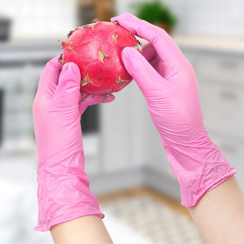 Green Disposable Gloves Pink E - Exam Glove Nitrile บทวิจารณ์และราคา