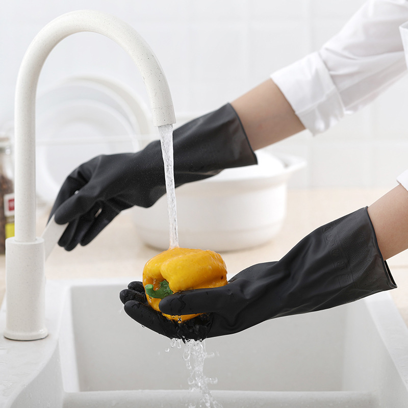 1 Pair Black Gloves Home Washi - Dish Glove Rubber บทวิจารณ์และราคา