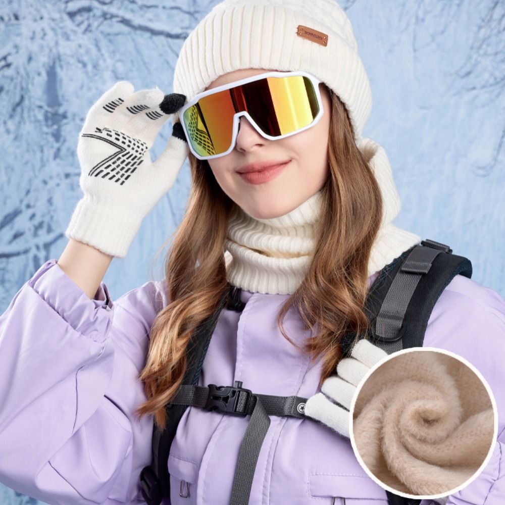 3pcs Hiking Solid Color Hat Sc - Wool Glove Lined บทวิจารณ์และราคา