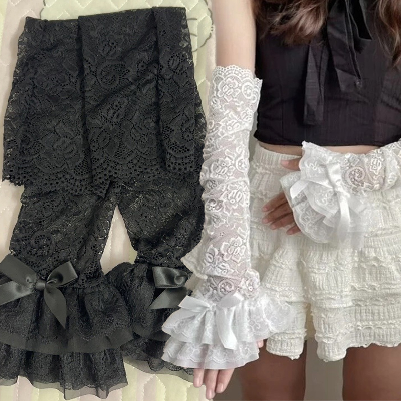 Hollow Out Lace Long Arm Sleev - Fingerless Glove Knit บทวิจารณ์และราคา