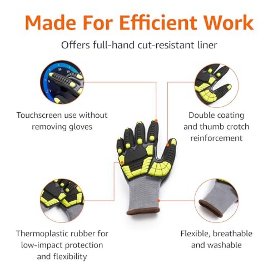 Safety work gloves for industr - Work Glove Impact บทวิจารณ์และราคา