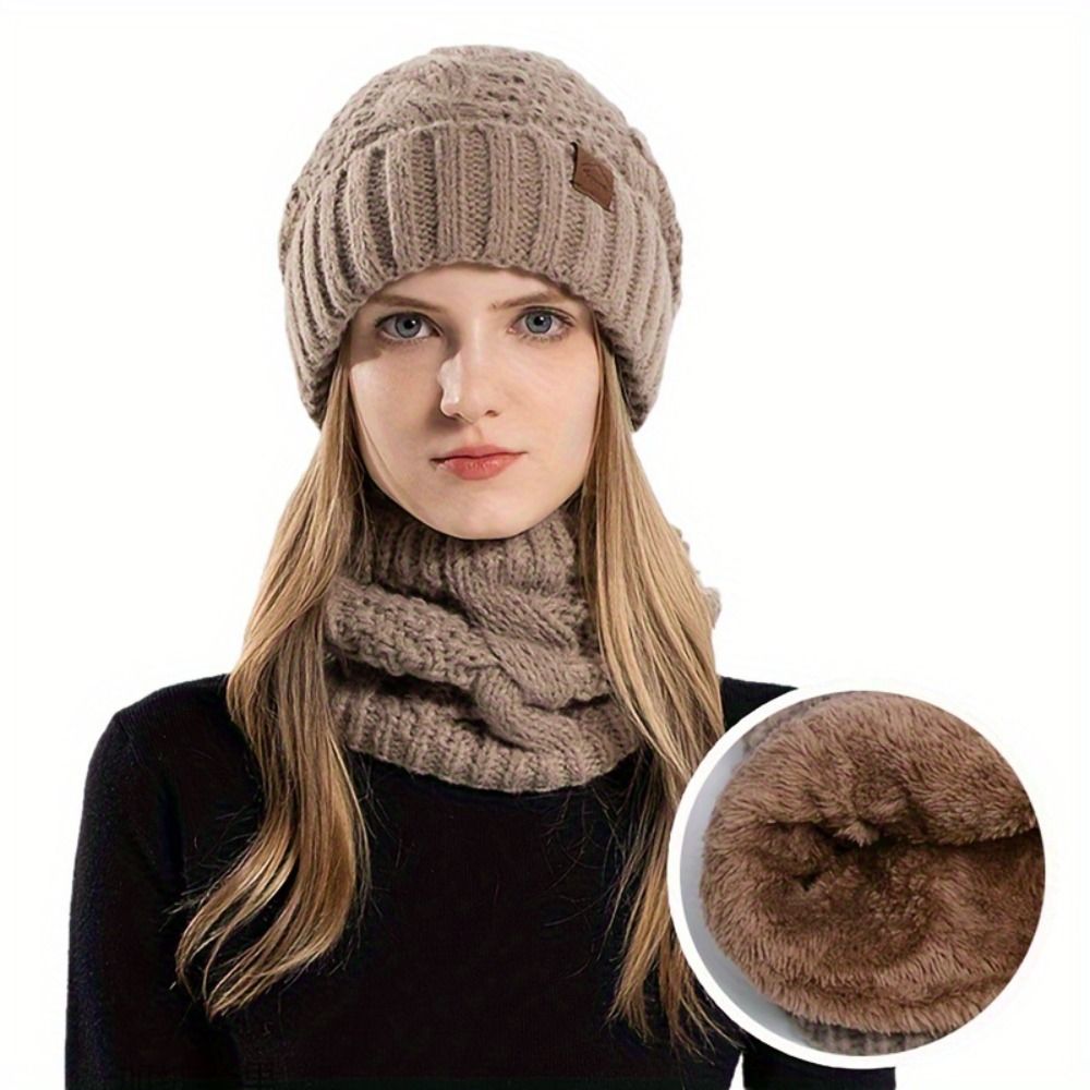 Soft Winter Beanie Hat Scarf S - Wool Glove Lined บทวิจารณ์และราคา