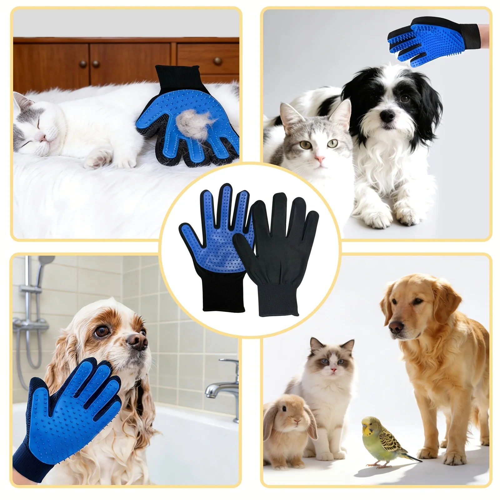 Pet Gloves Cat Grooming Gloves - Rubber Glove Cleaning บทวิจารณ์และราคา