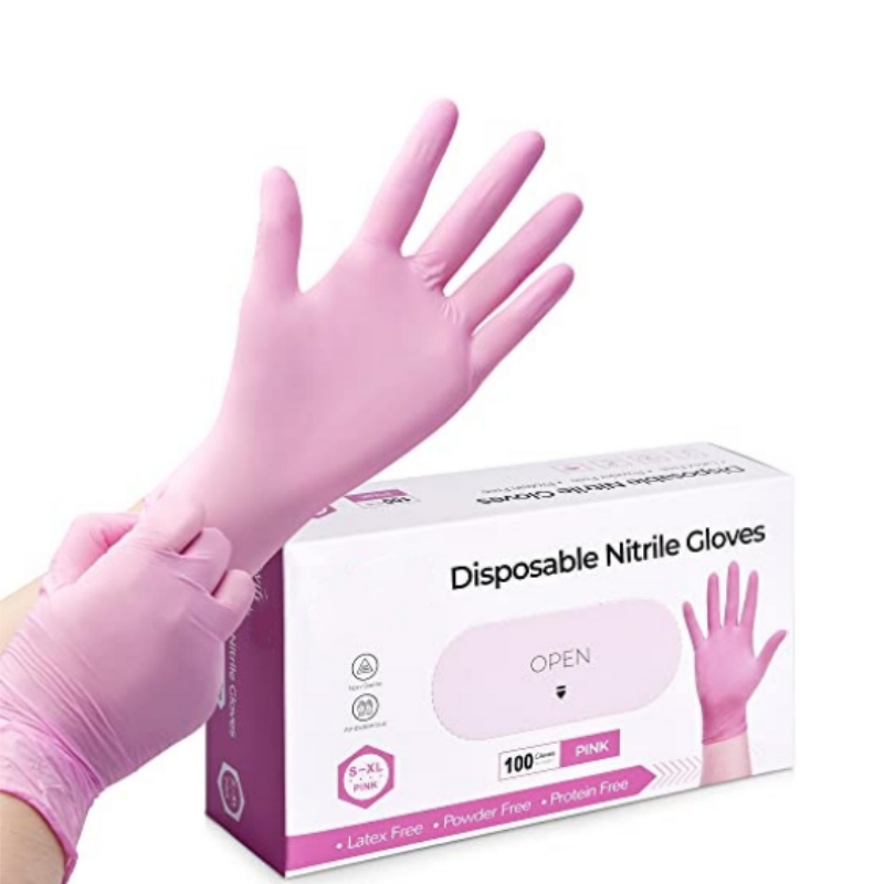 Pink Nitrile Disposable Gloves - Latex Disposable Glove บทวิจารณ์และราคา