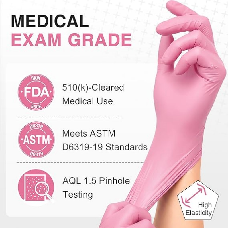 Pink Nitrile Disposable Gloves - Latex Disposable Glove บทวิจารณ์และราคา