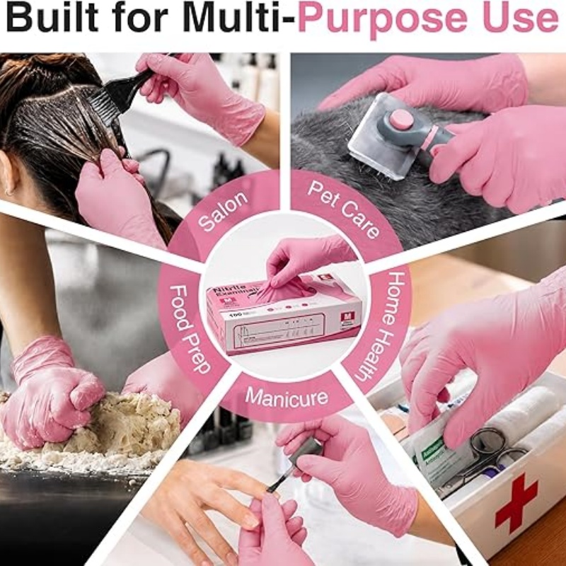 Pink Nitrile Disposable Gloves - Latex Disposable Glove บทวิจารณ์และราคา