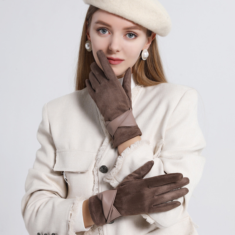 1 Pair Suede Gloves For Women  - Leather Driving Glove บทวิจารณ์และราคา