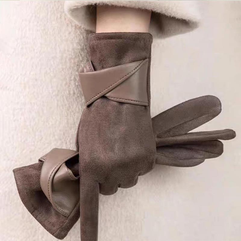 1 Pair Suede Gloves For Women  - Leather Driving Glove บทวิจารณ์และราคา