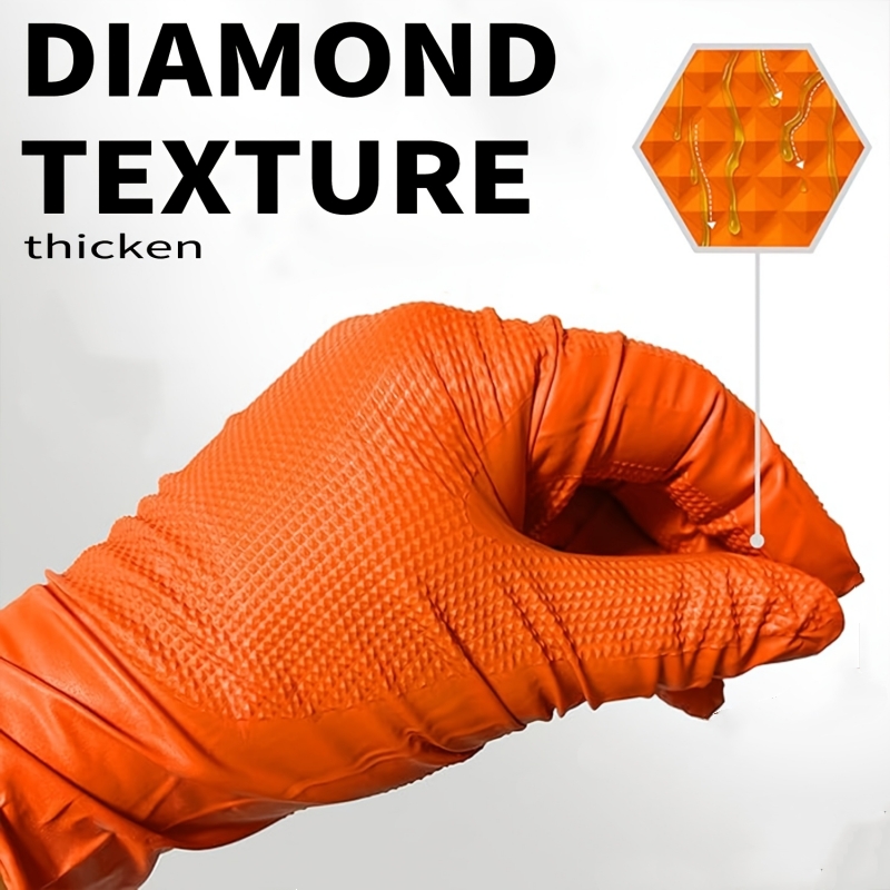 Heavy Duty Orange Nitrile Glov - Nitrile Mechanic Glove บทวิจารณ์และราคา