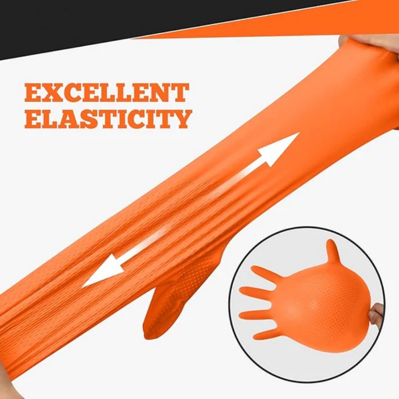 Heavy Duty Orange Nitrile Glov - Nitrile Mechanic Glove บทวิจารณ์และราคา