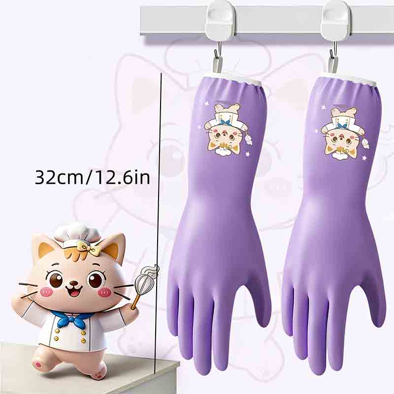 1 pair of household cleaning a - Dish Glove Rubber บทวิจารณ์และราคา