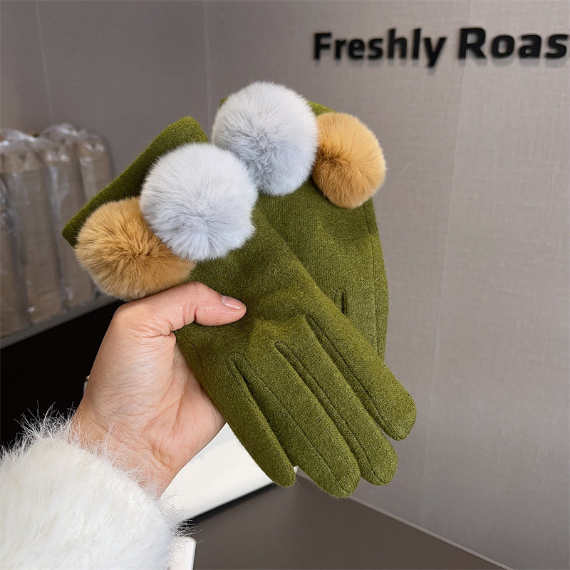 Gloves Women Wool Plaid Fox Fu - Wool Glove Lined บทวิจารณ์และราคา