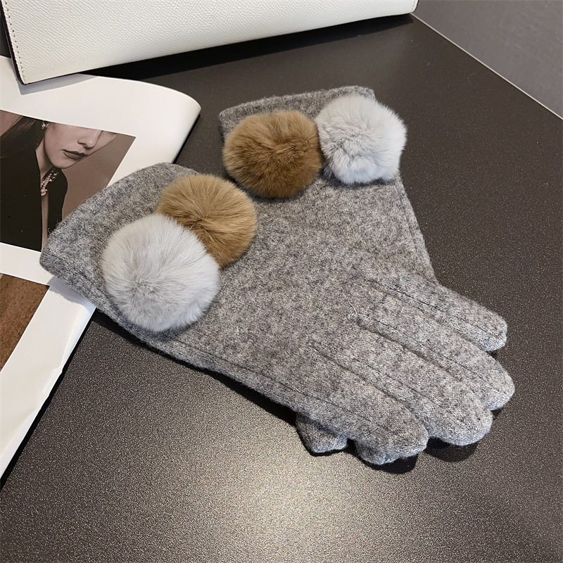 Gloves Women Wool Plaid Fox Fu - Wool Glove Lined บทวิจารณ์และราคา