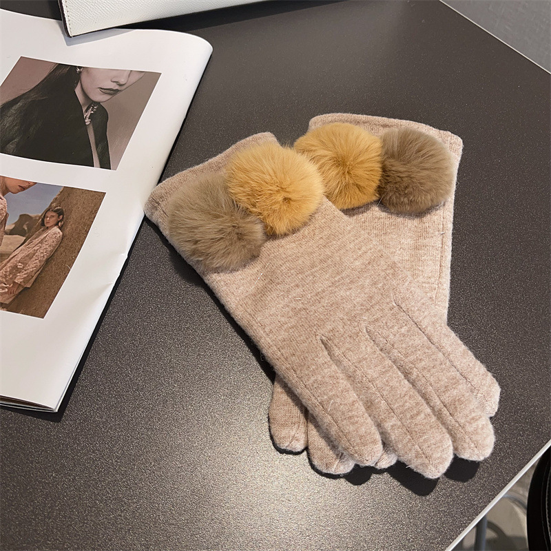 Gloves Women Wool Plaid Fox Fu - Wool Glove Lined บทวิจารณ์และราคา