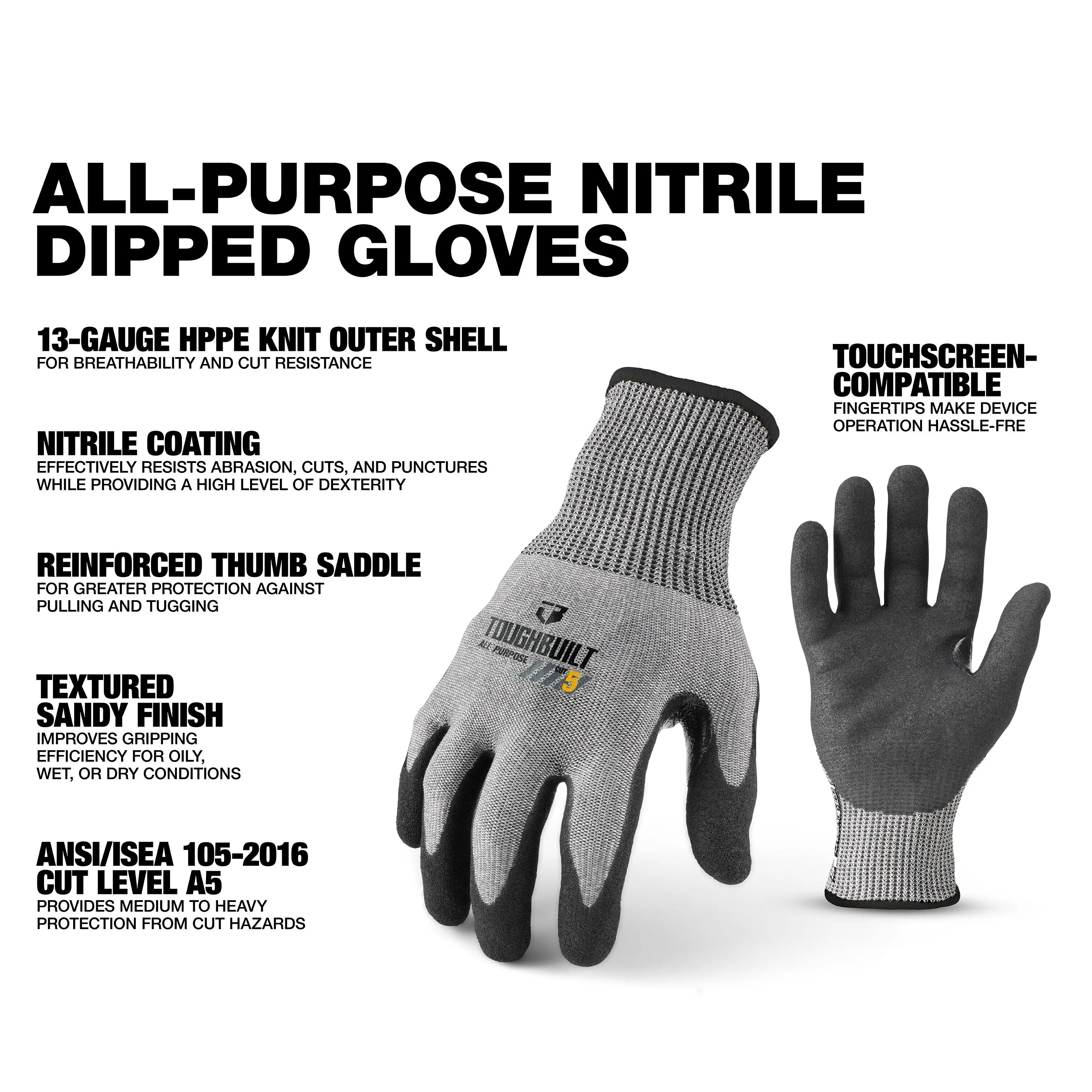 TOUGHBUILT TB-P2-112-5-L Nitri - Nitrile Mechanic Glove บทวิจารณ์และราคา