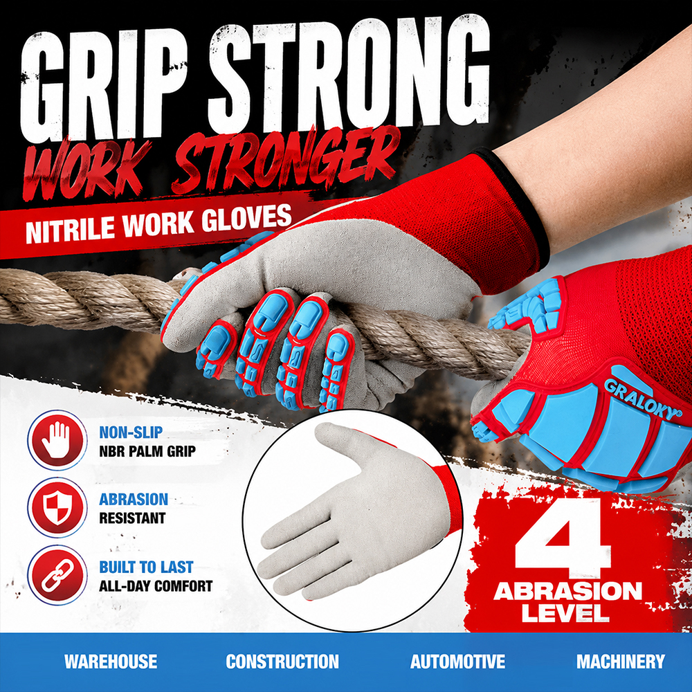 Anti-Impact Anti-Slip Nitrile  - Work Glove Impact บทวิจารณ์และราคา