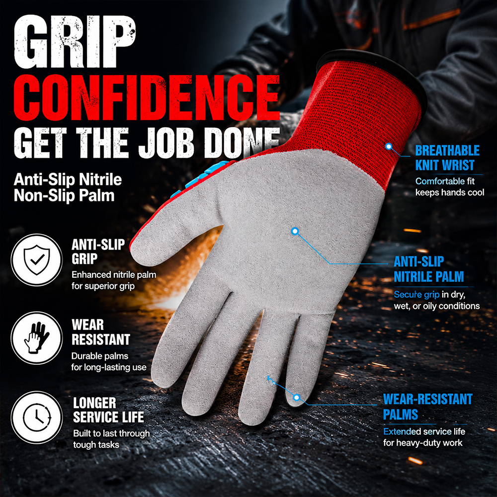 Anti-Impact Anti-Slip Nitrile  - Work Glove Impact บทวิจารณ์และราคา