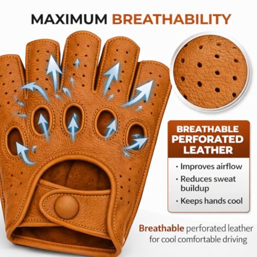Mens fingerless leather drivin - Leather Driving Glove บทวิจารณ์และราคา