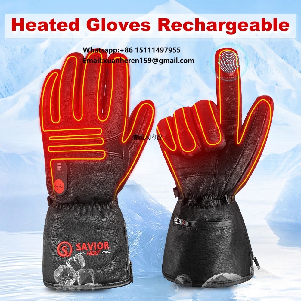 Heated Leather Gloves Men Wome - Ski Glove Waterproof บทวิจารณ์และราคา
