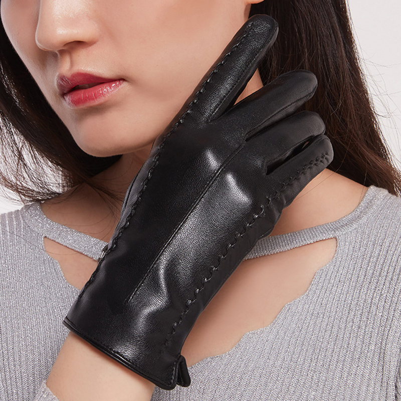 Women's Sheepskin Gloves Winte - Leather Driving Glove บทวิจารณ์และราคา