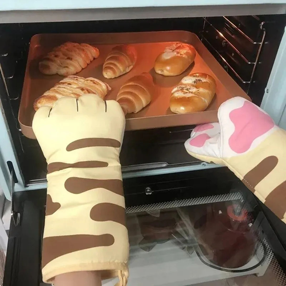 Microwave Long Cotton Gloves C - Oven Mitt Silicone บทวิจารณ์และราคา
