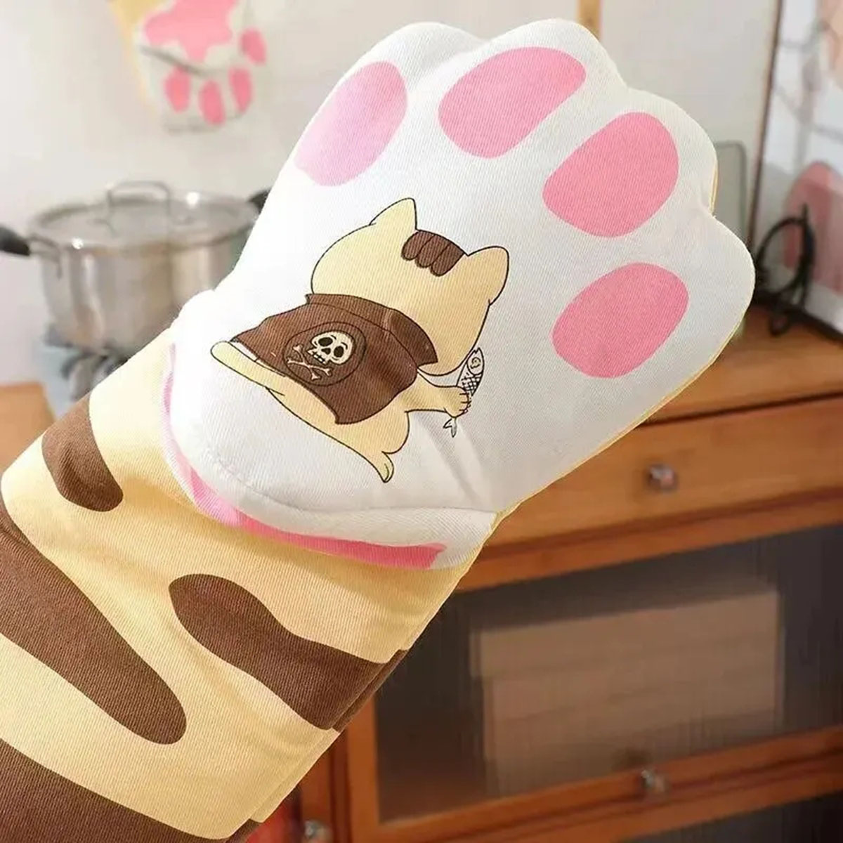 Microwave Long Cotton Gloves C - Oven Mitt Silicone บทวิจารณ์และราคา