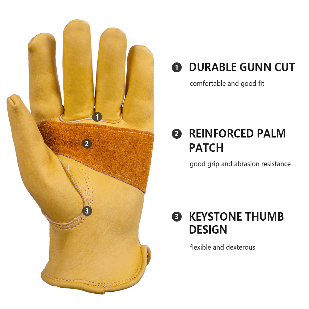 1 Pair Cowhide Heavy Duty Secu - Leather Driving Glove บทวิจารณ์และราคา