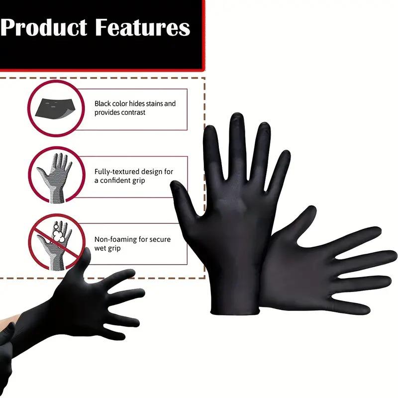 Black Nitrile Disposable Glove - Nitrile Mechanic Glove บทวิจารณ์และราคา