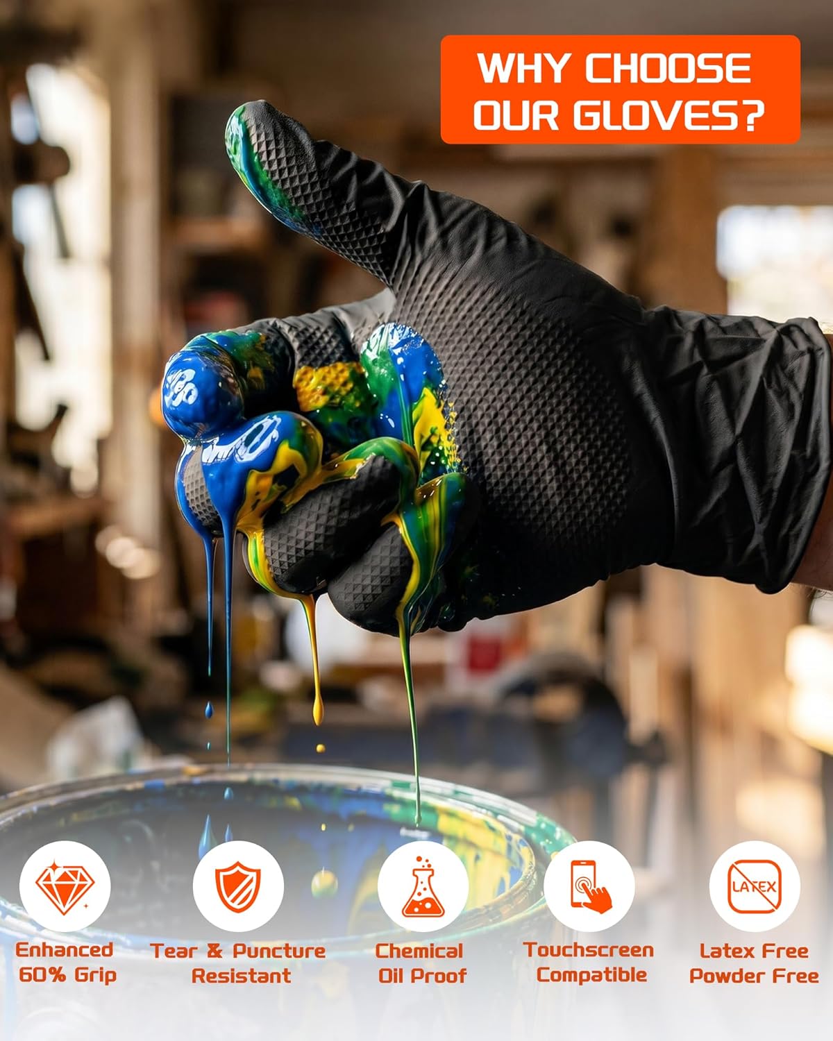 9mil Heavy Duty Disposable Nit - Nitrile Mechanic Glove บทวิจารณ์และราคา