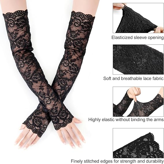 New 1Pair Sexy Lace Hollow-Out - Fingerless Glove Knit บทวิจารณ์และราคา
