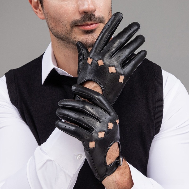 Men Leather Gloves Motorcycle  - Leather Driving Glove บทวิจารณ์และราคา