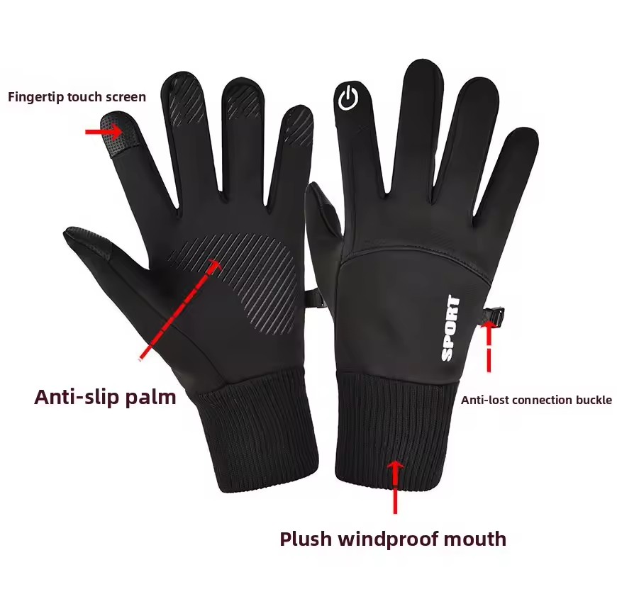 Black Winter Warm Full Fingers - Ski Glove Waterproof บทวิจารณ์และราคา