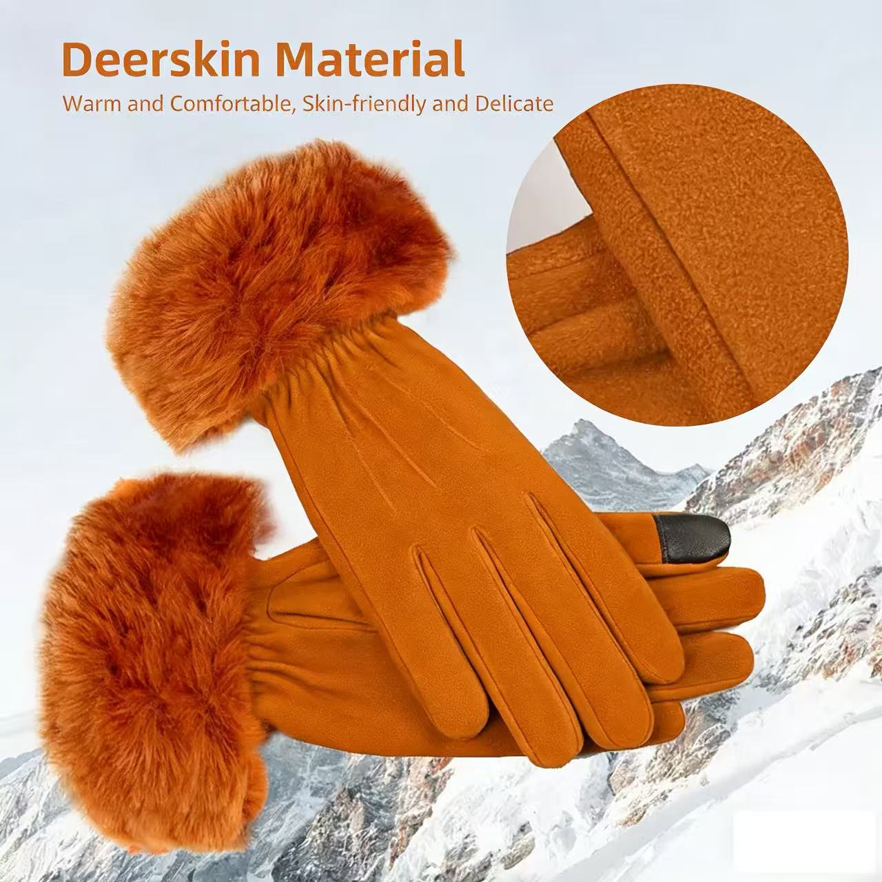 Women's Deerskin Warm Gloves A - Wool Glove Lined บทวิจารณ์และราคา