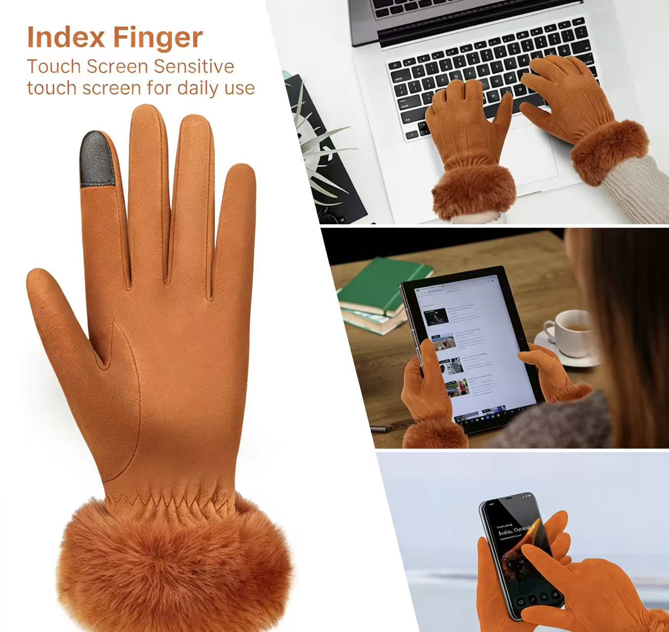 Women's Deerskin Warm Gloves A - Wool Glove Lined บทวิจารณ์และราคา