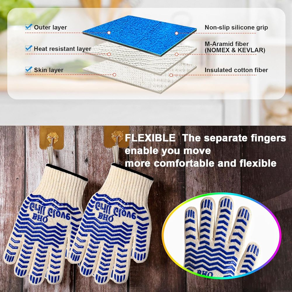Heat Resistant Oven Gloves - B - Heat Resistant Glove บทวิจารณ์และราคา