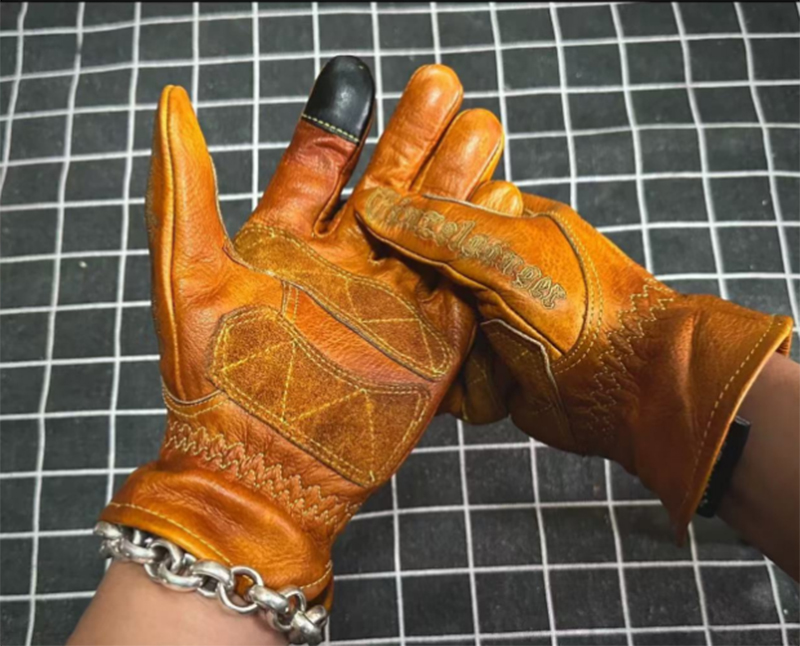 Handmade Genuine Leather Retro - Motorcycle Glove Knuckle บทวิจารณ์และราคา