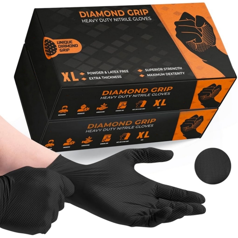 Black Heavy Duty Nitrile Dispo - Nitrile Mechanic Glove บทวิจารณ์และราคา