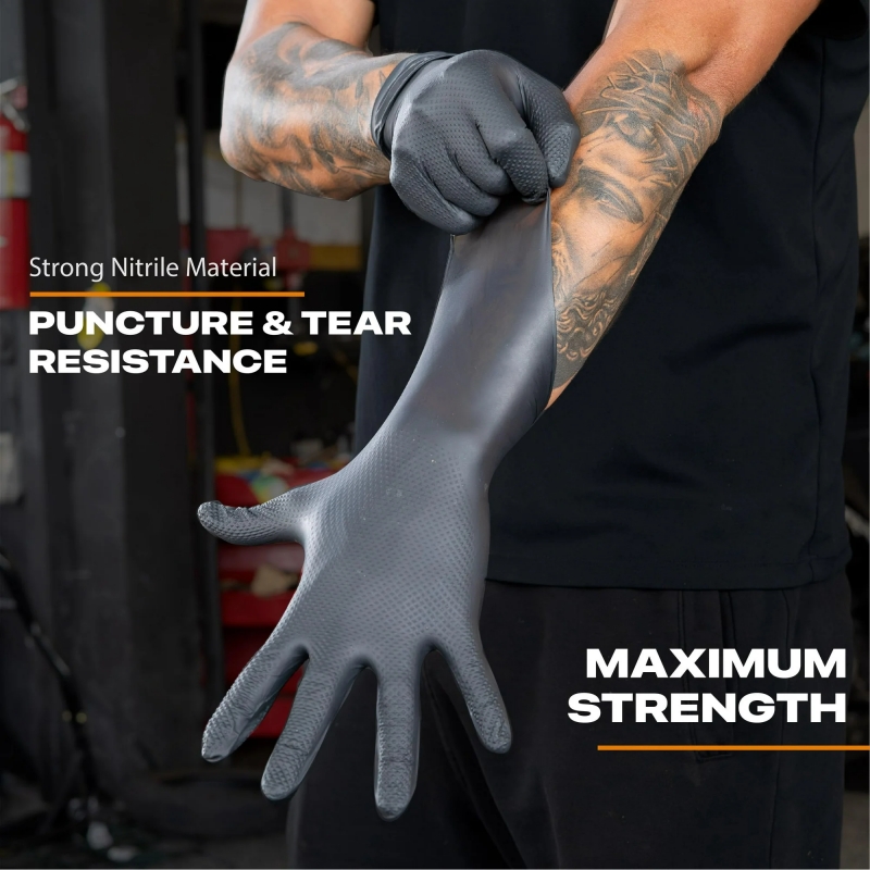 Black Heavy Duty Nitrile Dispo - Nitrile Mechanic Glove บทวิจารณ์และราคา