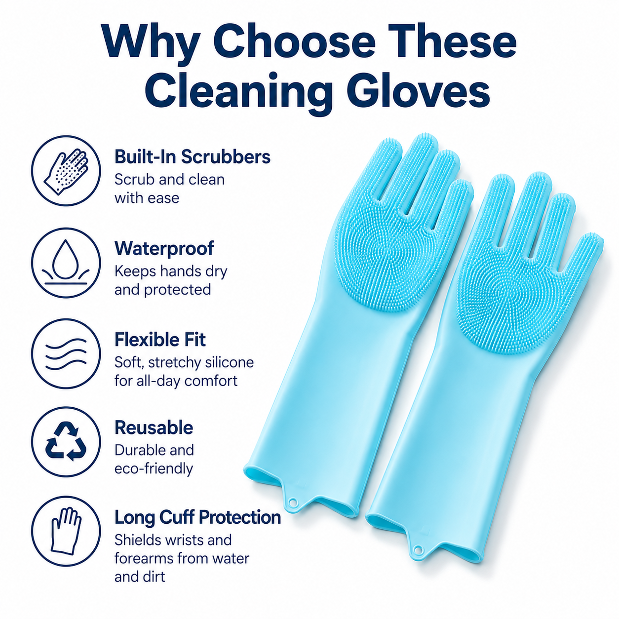 1 Pair Silicone Cleaning Glove - Dish Glove Rubber บทวิจารณ์และราคา