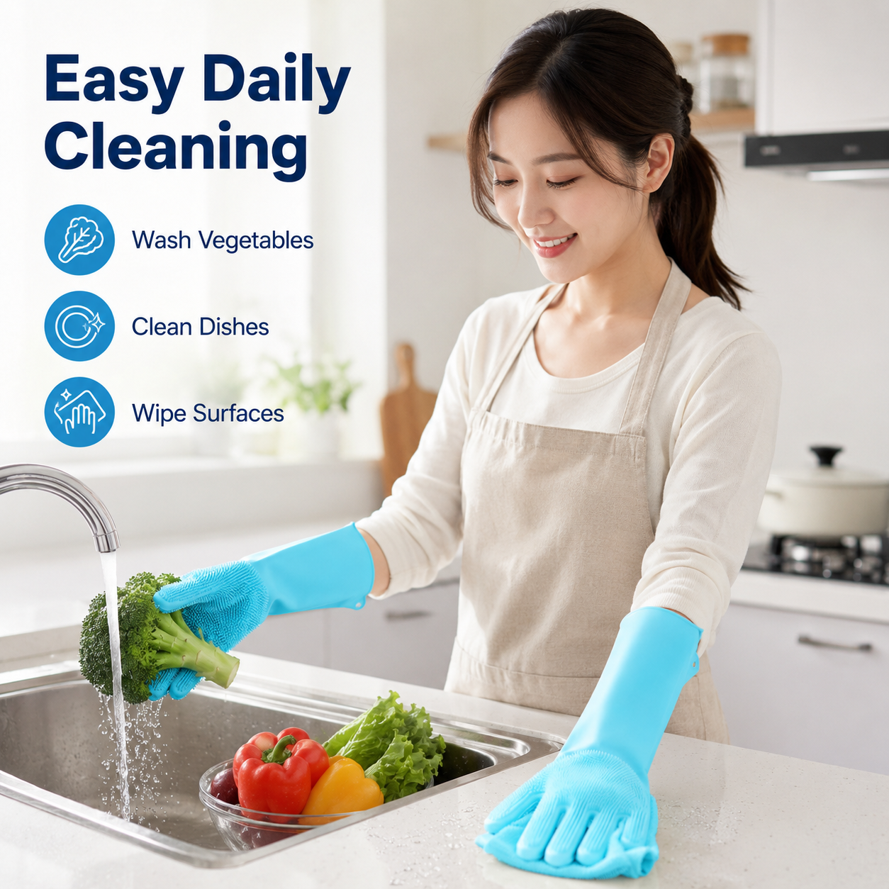 1 Pair Silicone Cleaning Glove - Dish Glove Rubber บทวิจารณ์และราคา