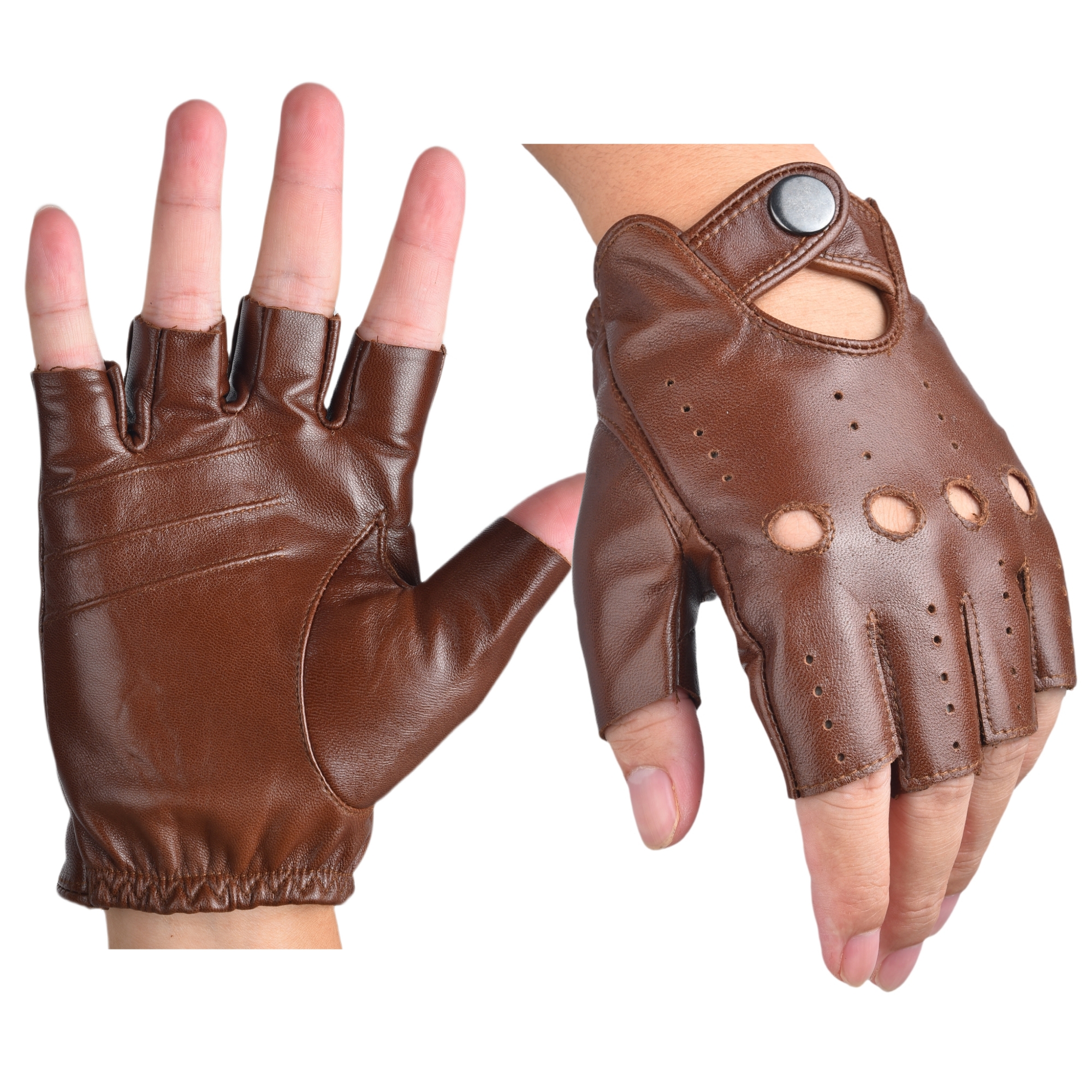 Mens Fingerless Half Finger Le - Leather Driving Glove บทวิจารณ์และราคา