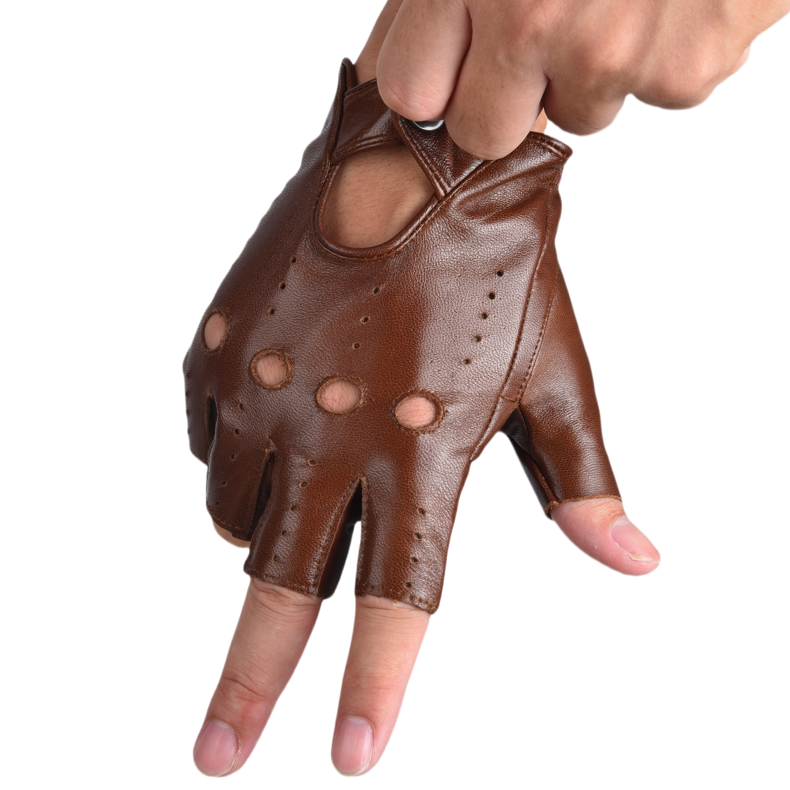 Mens Fingerless Half Finger Le - Leather Driving Glove บทวิจารณ์และราคา