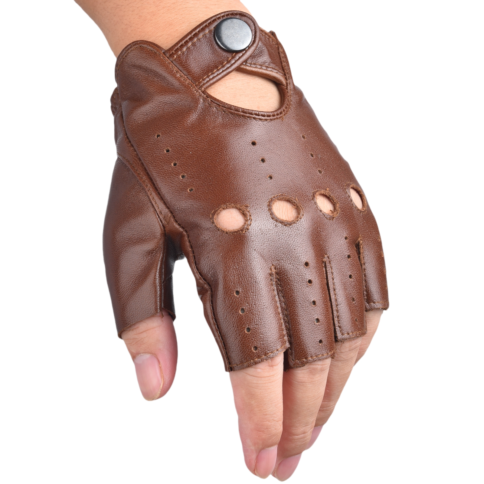 Mens Fingerless Half Finger Le - Leather Driving Glove บทวิจารณ์และราคา