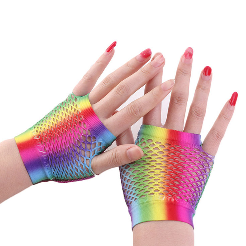 Ladies Sexy Rainbow Color Shor - Fingerless Glove Knit บทวิจารณ์และราคา