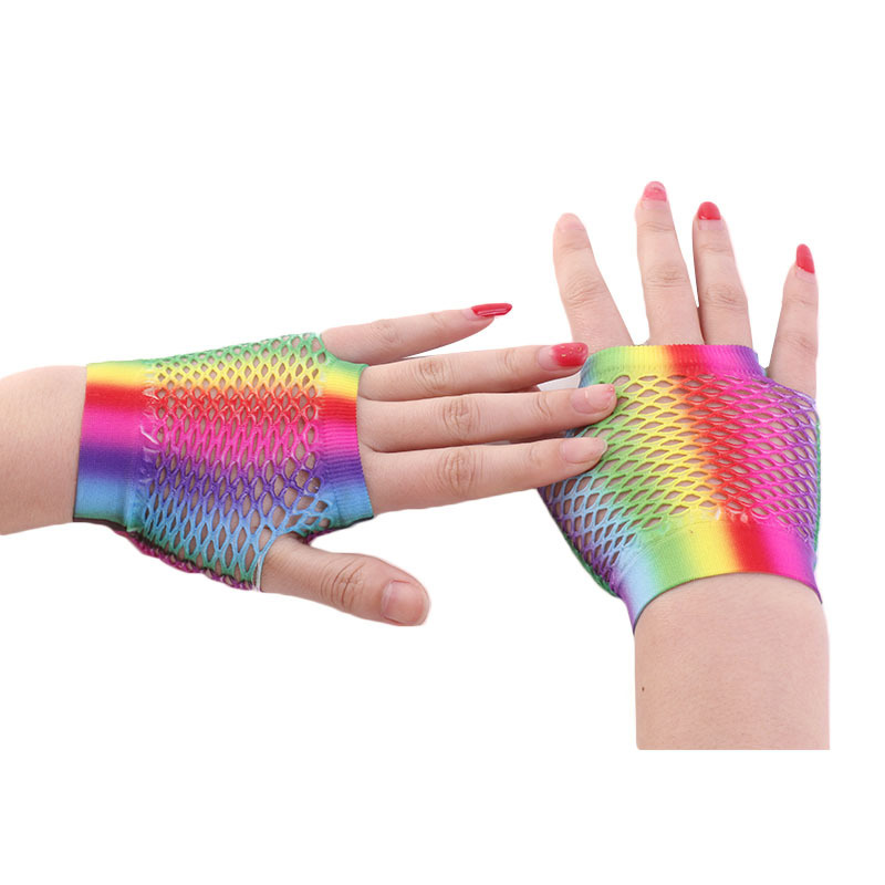 Ladies Sexy Rainbow Color Shor - Fingerless Glove Knit บทวิจารณ์และราคา