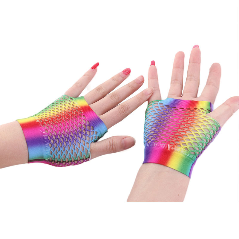 Ladies Sexy Rainbow Color Shor - Fingerless Glove Knit บทวิจารณ์และราคา