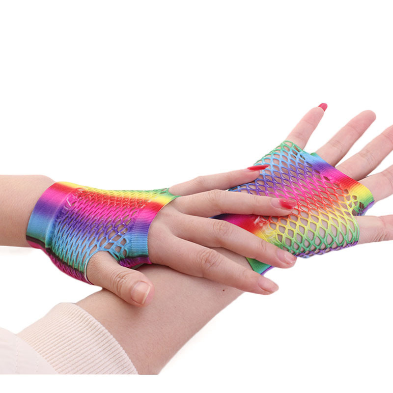 Ladies Sexy Rainbow Color Shor - Fingerless Glove Knit บทวิจารณ์และราคา