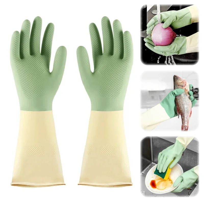 Thickened Kitchen Gloves, Dish - Dish Glove Rubber บทวิจารณ์และราคา