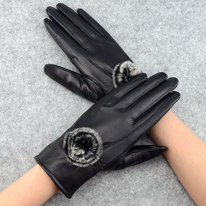 Women Winter Genuine Leather G - Wool Glove Lined บทวิจารณ์และราคา