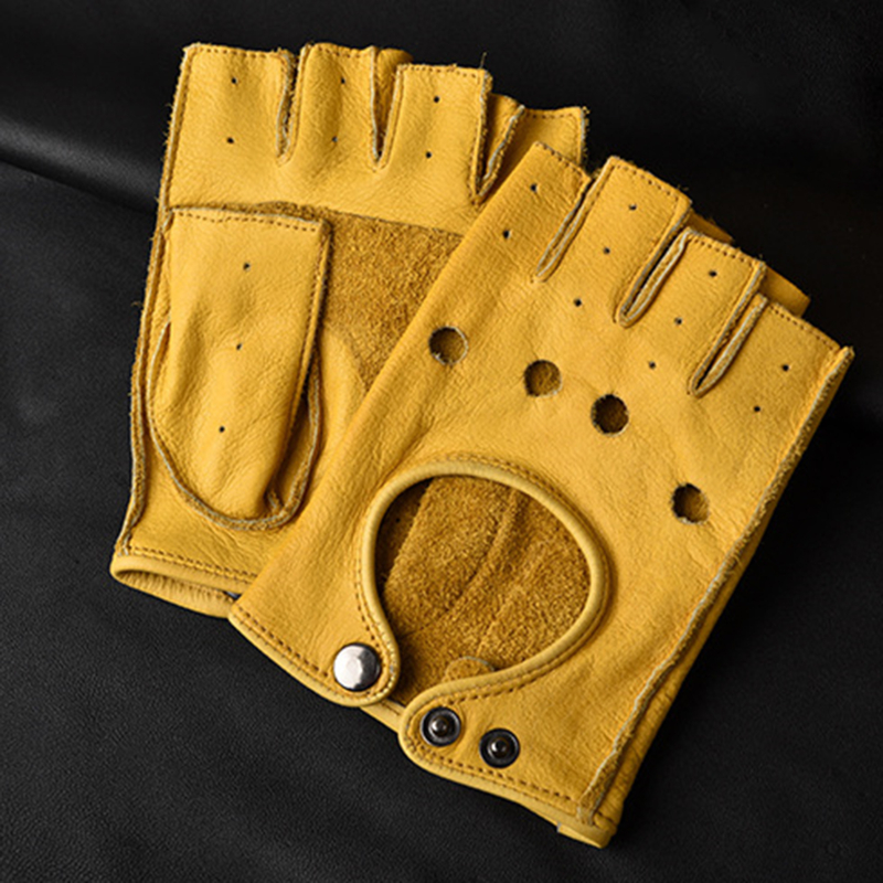 Leather Gloves Men's Half Fing - Leather Driving Glove บทวิจารณ์และราคา